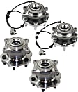 Front and Rear, Driver and Passenger Side Wheel Hub, 6 Lugs, With Bearing, With Sensor, 4WD