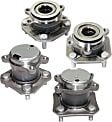 Front and Rear, Driver and Passenger Side Wheel Hub, 4 Lugs, With Bearing, 2.0L, 4Cyl
