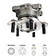 Rear, Driver and Passenger Side Wheel Hub, 5 Lugs, With Bearing, 3.5L, 6Cyl