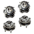 4-Wheel Set Front and Rear, Driver and Passenger Side Wheel Hub, FWD, 5 Lugs, With Bearing