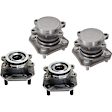 Front and Rear, Driver and Passenger Side Wheel Hub, 4 Lugs, With Bearing, 2.0L, 4Cyl