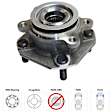 Front and Rear, Driver and Passenger Side Wheel Hub, 4 Lugs, With Bearing, 2.0L, 4Cyl