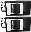 Front, Driver and Passenger Side Interior Door Handles, Chrome Lever with Black Bezel, Without Door Lock Hole