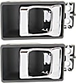 Front, Driver and Passenger Side Interior Door Handles, Gray bezel with chrome lever, Without Door Lock Hole