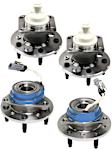 Front and Rear, Driver and Passenger Side Wheel Hub, 5 Lugs, With Bearing, With Sensor, FWD, 3.1L, 6Cyl