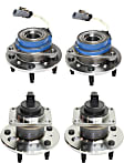 Front and Rear, Driver and Passenger Side Wheel Hub, 5 Lugs, With Bearing, With Sensor, FWD