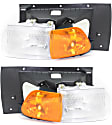 Driver and Passenger Side Headlights, with Bulbs, Halogen, with amber turn signal light