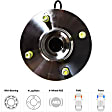 2-Wheel Set Front, Driver and Passenger Side Wheel Hubs, With Bearing, With Sensor, 4 Lugs, 4-Wheel ABS