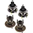 4-Wheel Set Front and Rear, Driver and Passenger Side Wheel Hubs, With Bearing, With Sensor, 4 Lugs, 4-Wheel ABS