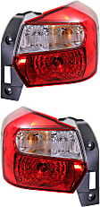 Driver and Passenger Side Tail Light, with Bulb, Halogen, Clear and Red Lens, Wagon