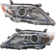 Driver and Passenger Side Headlights, Assembly, Halogen, Chrome Interior, Blue Bezel, Hybrid Model, USA Built Vehicle