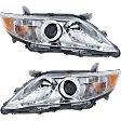 Driver and Passenger Side Headlights, Assembly, Halogen, Chrome Interior, Base/LE/XLE Models, USA Built Vehicle, CAPA CERTIFIED