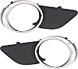 Front, Driver and Passenger Side Fog Light Trims, Black and Chrome, For Models With Park Distance Control Sensor