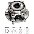 Front and Rear, Driver and Passenger Side Wheel Hub, 5 Lugs, With Bearing, FWD