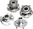 Front and Rear, Driver and Passenger Side Wheel Hub, 5 Lugs, Front - Without Bearing; Rear - With Bearing, AWD, 3.5L, 6Cyl