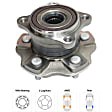 Front and Rear, Driver and Passenger Side Wheel Hub, 5 Lugs, Front - Without Bearing; Rear - With Bearing, AWD, 3.5L, 6Cyl
