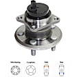 2-Wheel Set Rear, Driver and Passenger Side Wheel Hubs, with Bearing, with Sensor, FWD