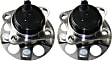 2-Wheel Set Rear, Driver and Passenger Side Wheel Hubs, With Bearing, With Sensor, FWD
