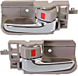 2003-2008 Toyota Corolla - Front or Rear, Driver and Passenger Side Interior Door Handles, Brown Bezel with Chrome Lever, with Door Lock Button, Sedan