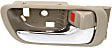 Front and Rear, Driver and Passenger Side Interior Door Handles, Beige bezel with chrome lever, With door lock button, Japan Or USA Built Vehicle