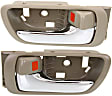 Front or Rear, Driver and Passenger Side Interior Door Handles, Beige bezel with chrome lever, With door lock button, Japan Or USA Built Vehicle