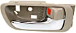 Front or Rear, Driver and Passenger Side Interior Door Handles, Beige bezel with chrome lever, With door lock button, Japan Or USA Built Vehicle