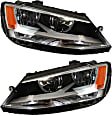 Driver and Passenger Side Headlights, with Bulbs, Halogen, Sedan, CAPA Certified