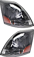 Driver and Passenger Side Headlights, with Bulbs, Halogen, For Models with Non-Protruding Lens, Standard Type, Black Interior