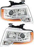 Driver and Passenger Side Headlights, with Bulbs, Halogen, Projector Type