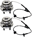 Front, Driver and Passenger Side Wheel Hub, 5 Lugs, With Bearing, With Sensor, 4WD