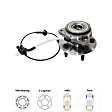 Front, Driver and Passenger Side Wheel Hub, 5 Lugs, With Bearing, With Sensor, 4WD