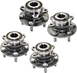 4-Wheel Set Front and Rear Wheel Hub, 5 Lugs, With Bearing, AWD, 5 x 4.25 in. Bolt Pattern