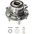 4-Wheel Set Front and Rear Wheel Hub, 5 Lugs, With Bearing, AWD, 5 x 4.25 in. Bolt Pattern