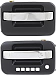 Front, Driver and Passenger Side Exterior Door Handles, Chrome Lever with Primed Bezel, Driver Side - With Key Hole; Passenger Side - Without Key Hole