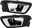 Rear, Driver and Passenger Side Interior Door Handles, Chrome Lever with Black Bezel, Without Door Lock Hole