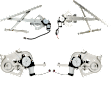 Front and Rear, Driver and Passenger Side Power Window Regulator, With Motor