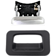 Tailgate Handle and Bezel, Chrome Lever with Textured Black Bezel Plastic Without Camera Hole Without Key Hole
