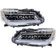 Driver and Passenger Side Headlights, with Bulbs, LED, Hybrid Model
