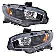 Driver and Passenger Side Headlights, with Bulbs, Halogen, Coupe/Sedan, CAPA Certified