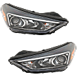 Driver and Passenger Side Headlights, with Bulbs, Halogen, For Models with LED Position Light