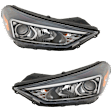 Driver and Passenger Side Headlights, with Bulbs, Halogen, For Models with LED Position Light, CAPA Certified