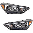 Driver and Passenger Side Headlights, with Bulbs, Halogen, For Models without LED Position Light