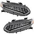 Driver and Passenger Side Headlights, with Bulbs, LED, Sedan, with LED high beam, CAPA Certified