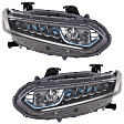Driver and Passenger Side Headlights, with Bulbs, LED, For Models with LED Low Beam, CAPA Certified