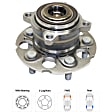 Front and Rear, Driver and Passenger Side Wheel Hub, 5 Lugs, Front - Without Bearing; Rear - With Bearing, With Sensor, FWD
