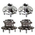 Front and Rear, Driver and Passenger Side Wheel Hub, 5 Lugs, Front - Without Bearing; Rear - With Bearing, AWD