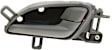 Front or Rear, Driver and Passenger Side Interior Door Handles, Gray bezel with silver lever, With door lock button