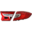Passenger Side, Inner and Outer Tail Lights, with Bulb, Inner - Halogen/LED Combo, Mounts On Luggage Lid