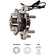 Front, Driver and Passenger Side Wheel Hub, 6 Lugs, With Bearing, With Sensor, 5.6L, 8Cyl