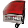 Driver and Passenger Side, Outer Halogen Tail Lights, with Bulbs, with Silver Trim, without Platinum Insert, Mounts on Body, Except SRT/Trackhawk Models